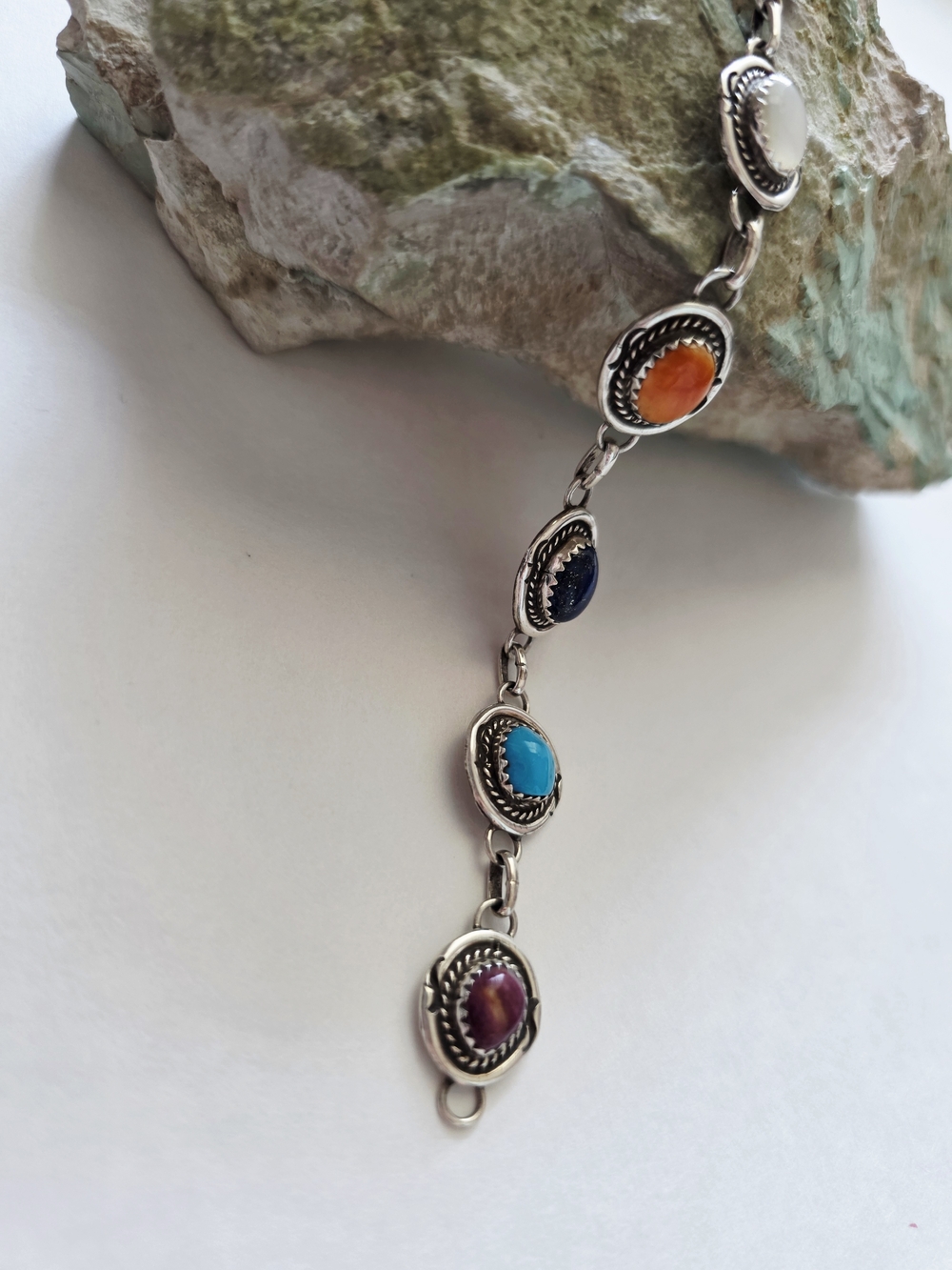 Multicolored Stone Link Bracelet - Women Jewelry - Picture 3 of 7